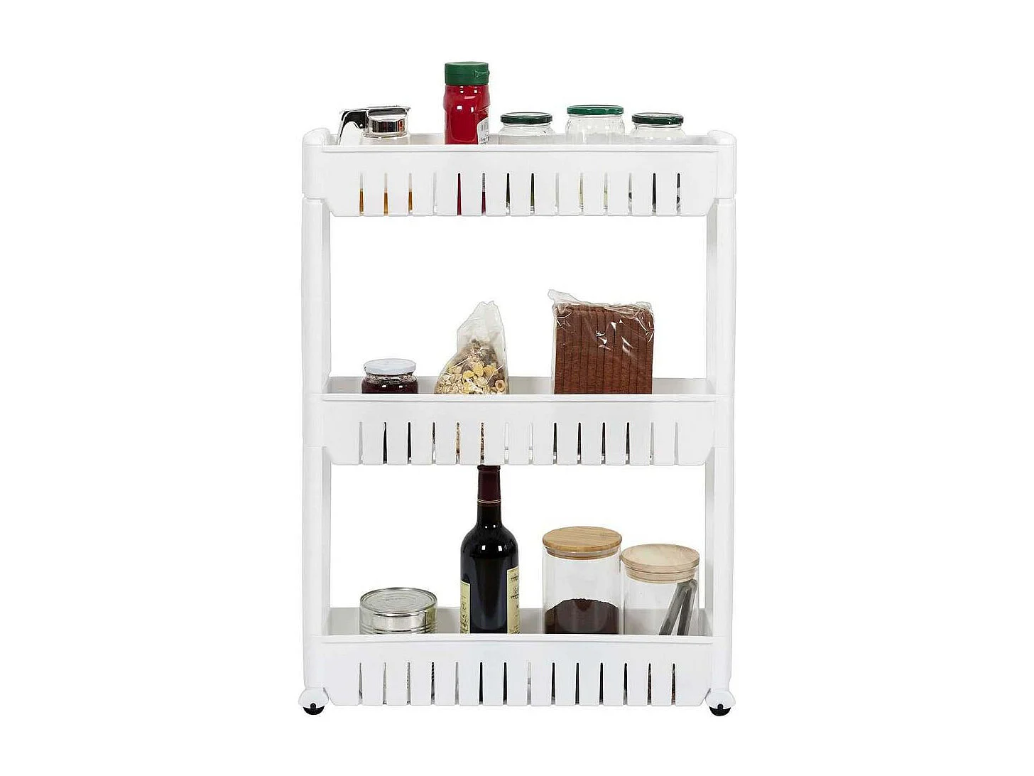 Etagere A Roulettes 3 Niveaux Blanc