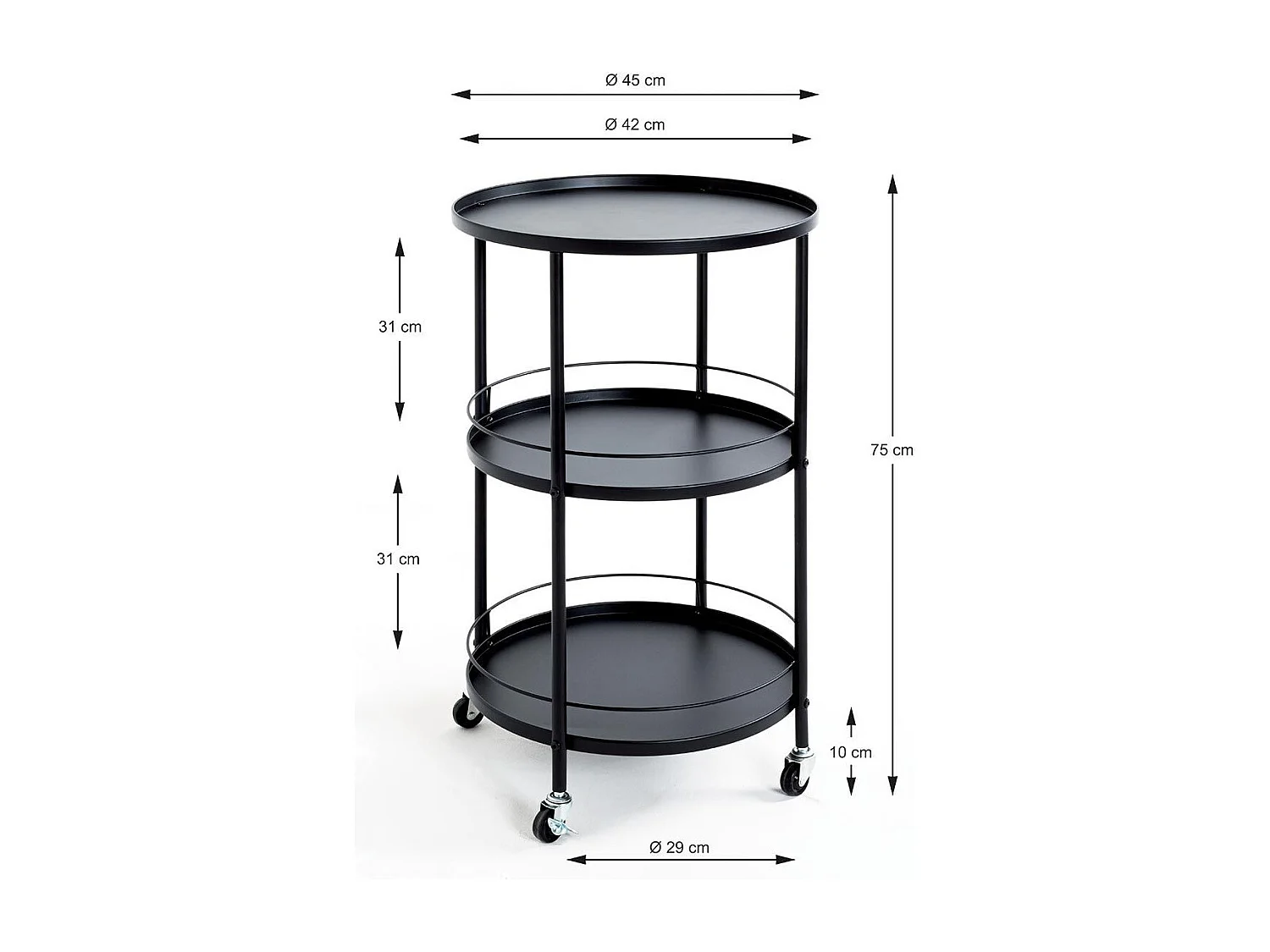 Desserte de Cuisine Design "Baro" 75cm Noir