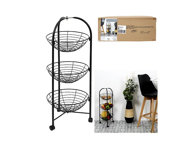 Desserte 3 Niveaux Ronde Noire Noir