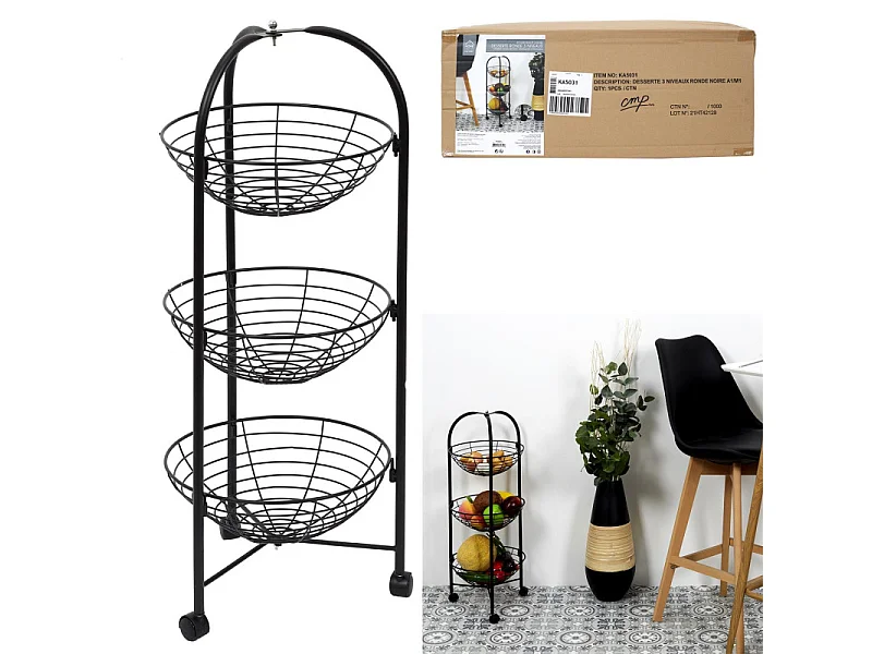 Desserte 3 Niveaux Ronde Noire Noir