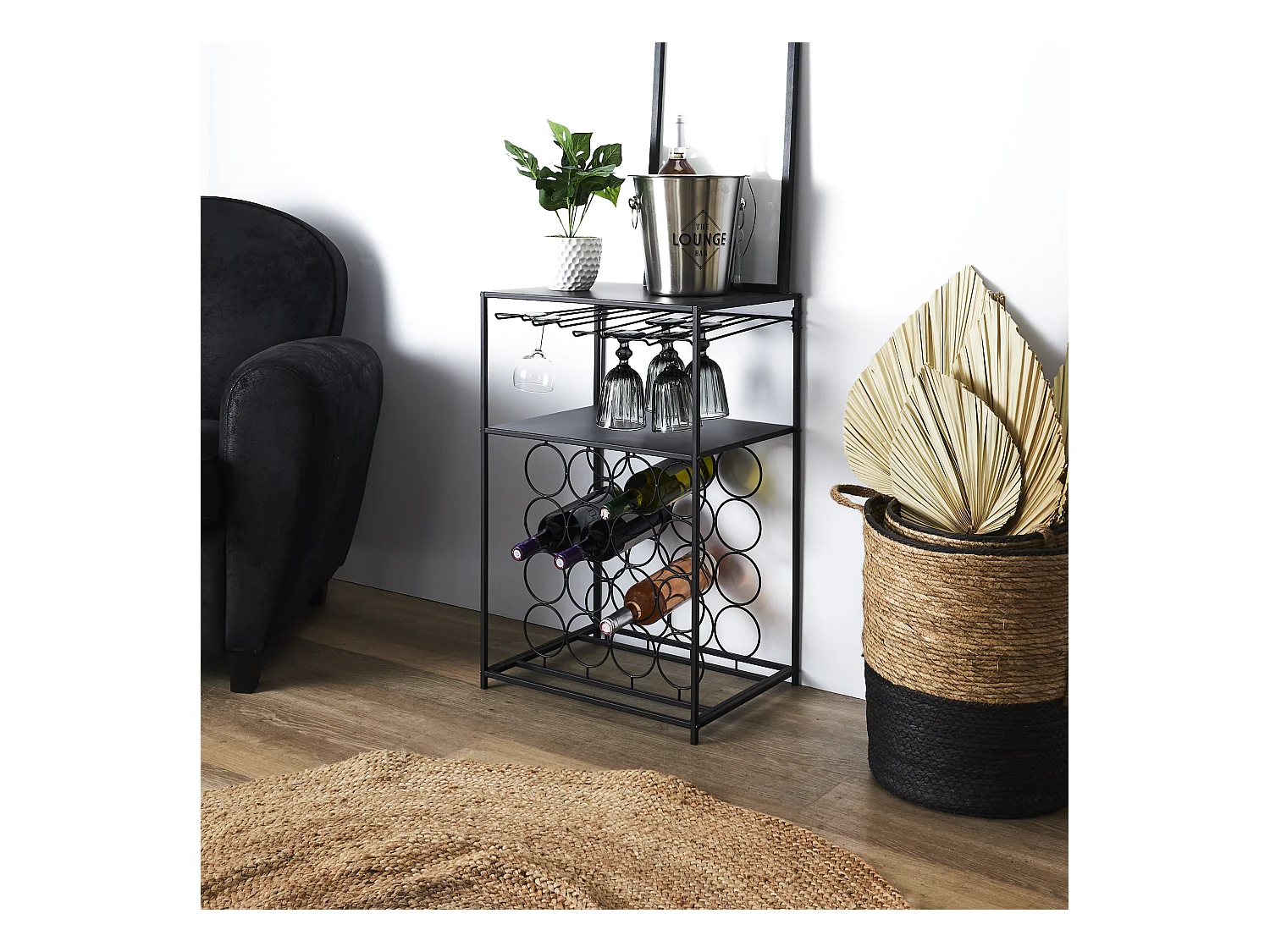 Desserte Metal Porte Bouteille Noir