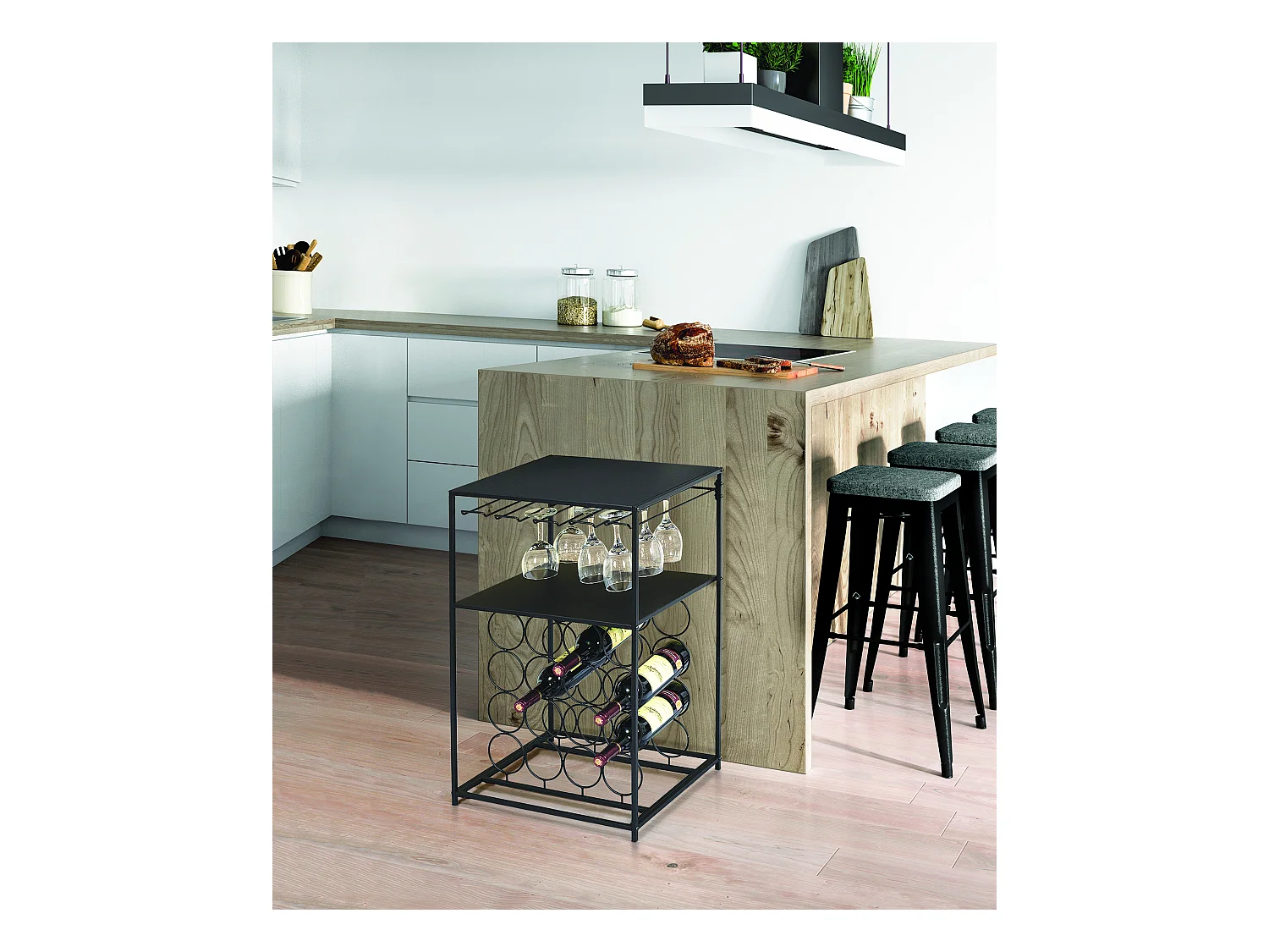 Desserte Metal Porte Bouteille Noir