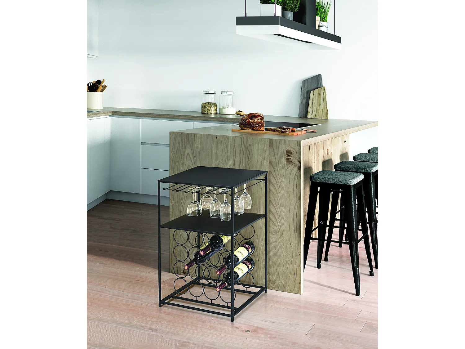 Desserte Metal Porte Bouteille Noir