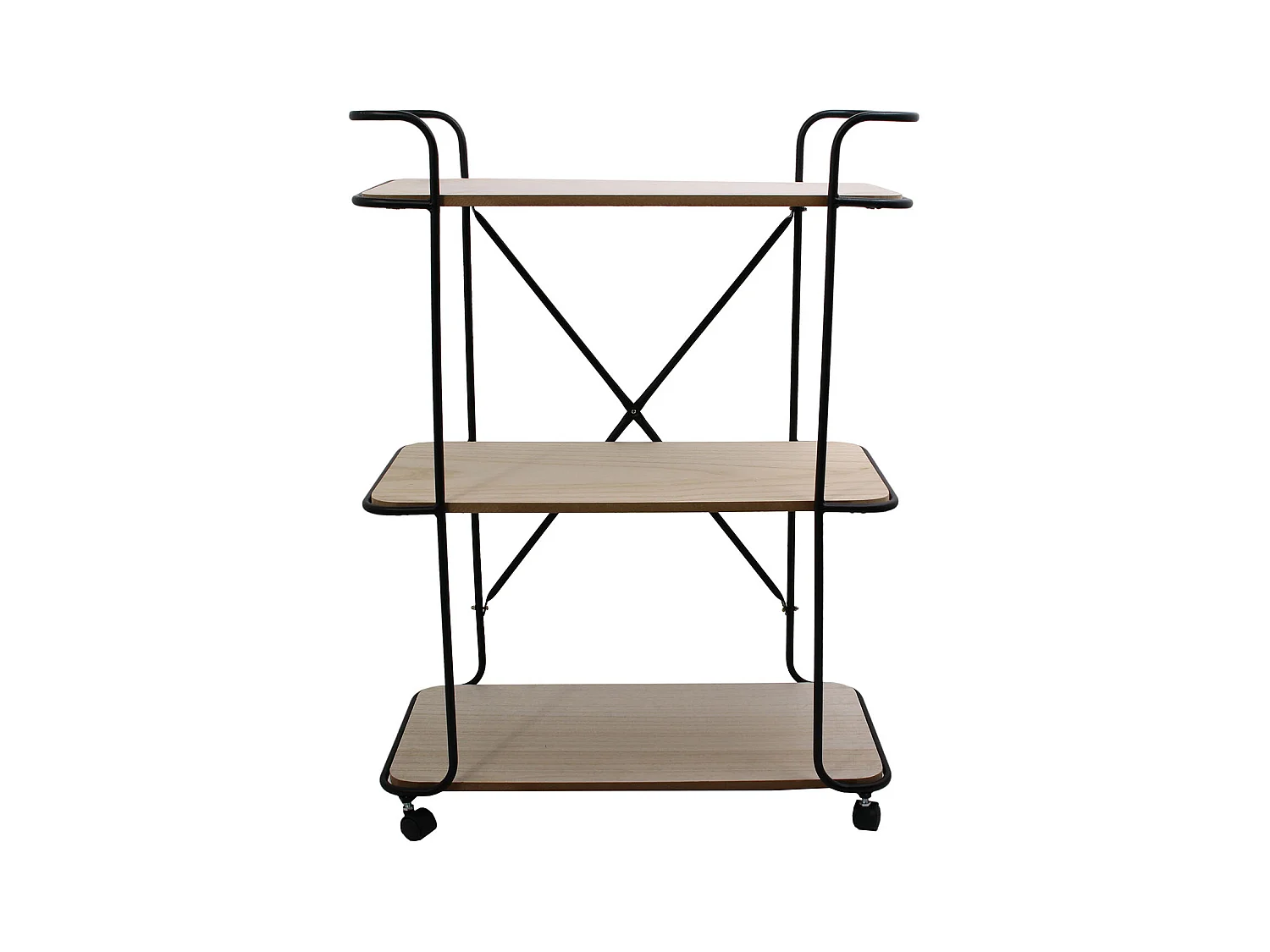 Desserte Indus 3 Niveaux Bois 62x30x83.5cm Beige, Noir