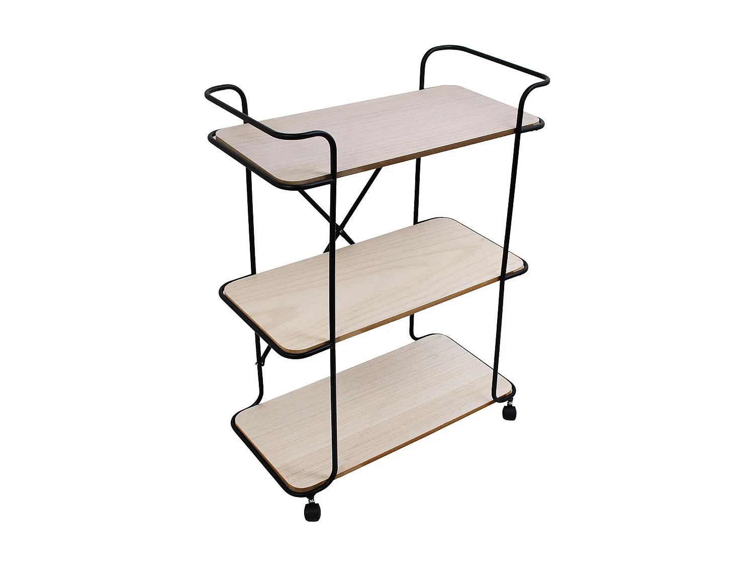 Desserte Indus 3 Niveaux Bois 62x30x83.5cm Beige, Noir