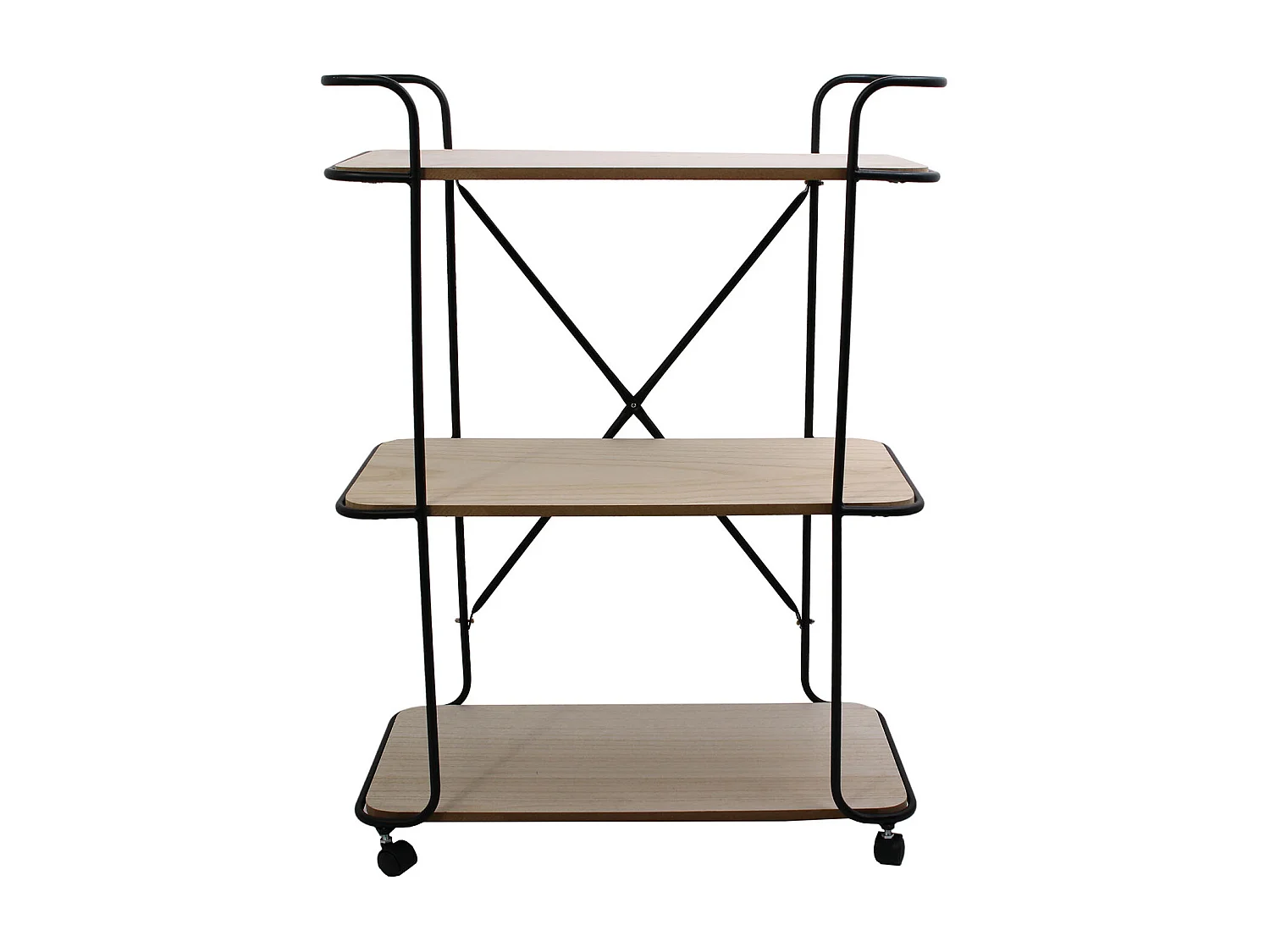 Desserte Indus 3 Niveaux Bois 62x30x83.5cm Beige, Noir