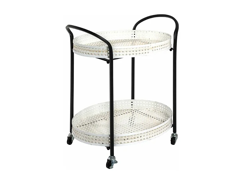 Desserte de Cuisine 2 Niveaux "Cannage" 70cm Noir