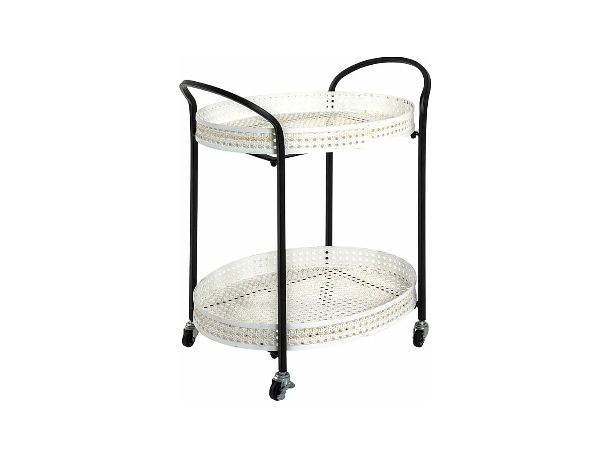 Desserte de Cuisine 2 Niveaux "Cannage" 70cm Noir