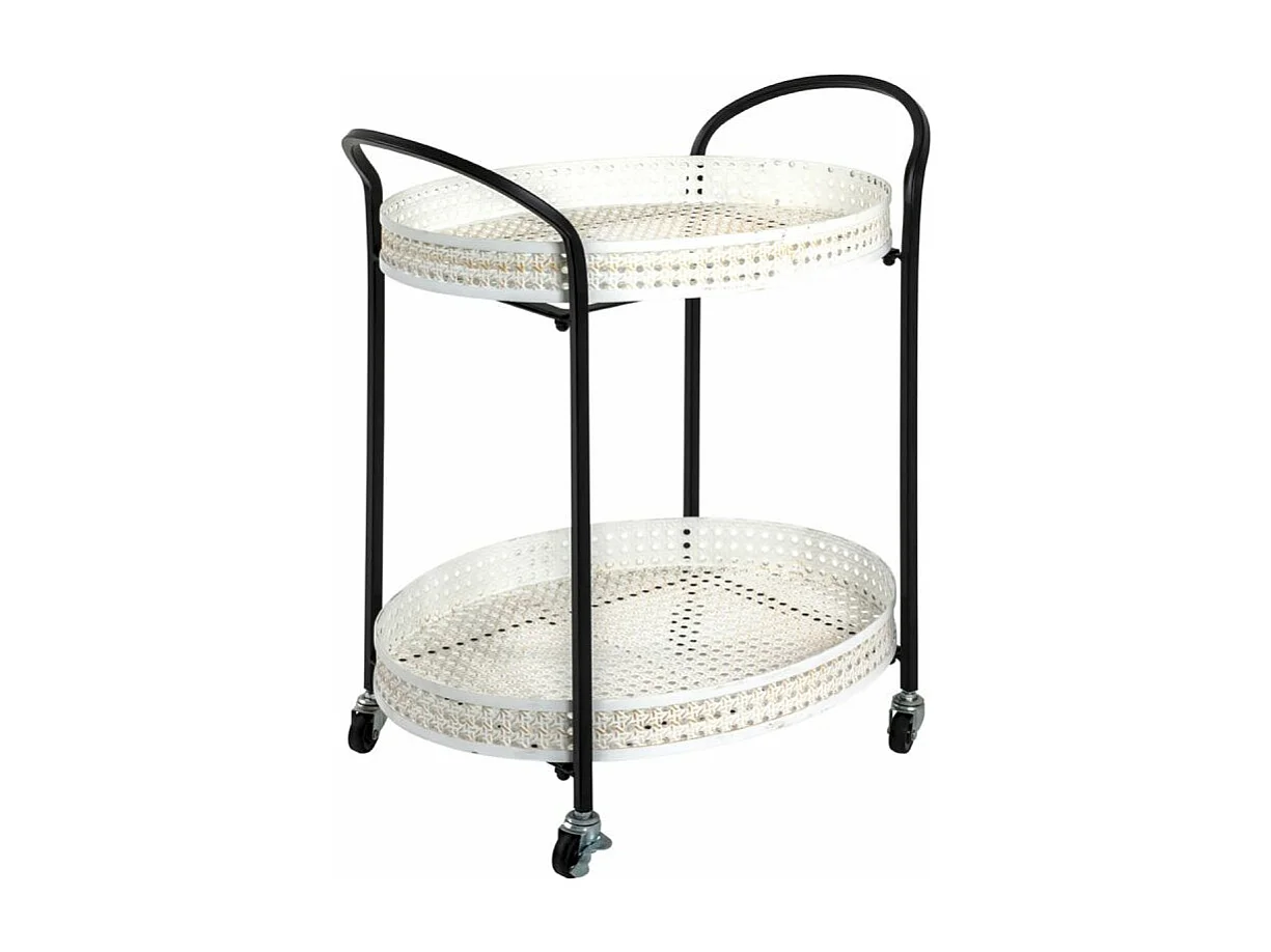 Desserte de Cuisine 2 Niveaux "Cannage" 70cm Noir