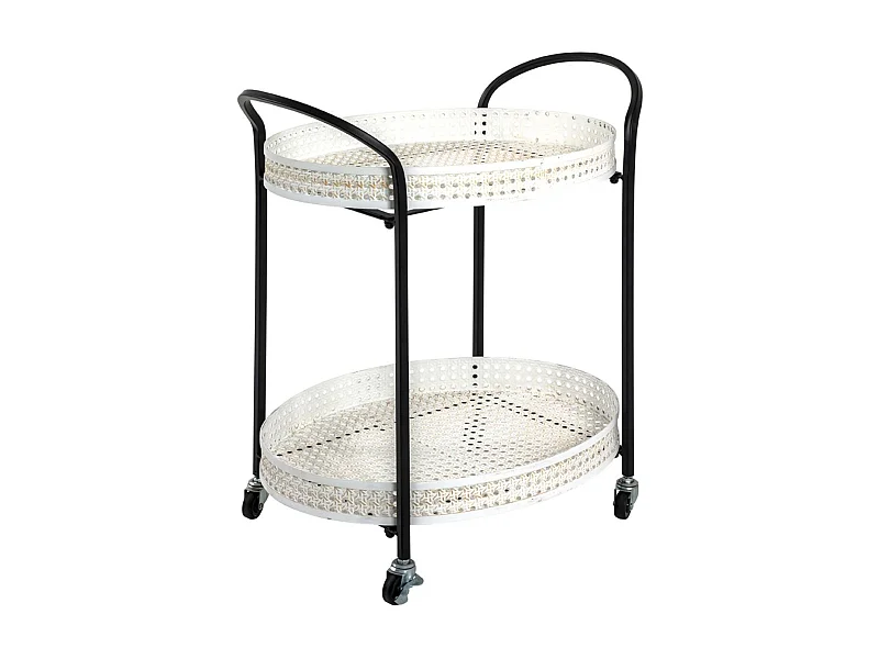 Desserte de Cuisine 2 Niveaux "Cannage" 70cm Noir