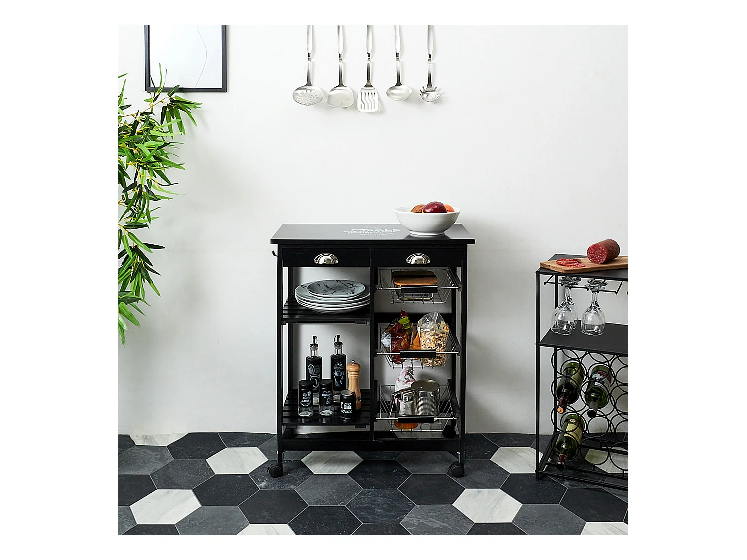 Desserte A Roulettes Bistrot Noir