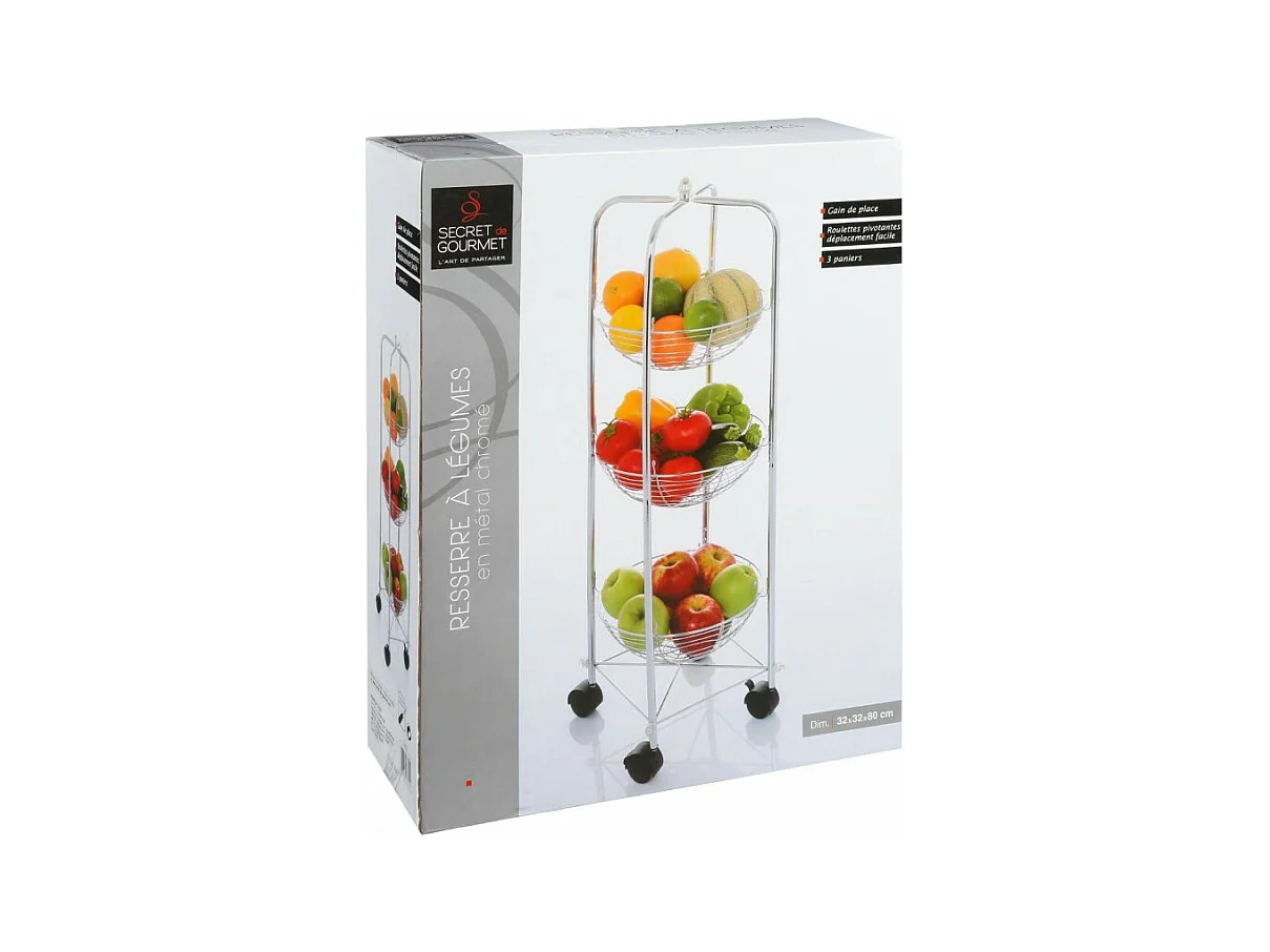 Rangement de Cuisine "3 Paniers" 80cm Gris