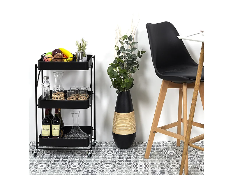 Desserte Pliante Noir Noir