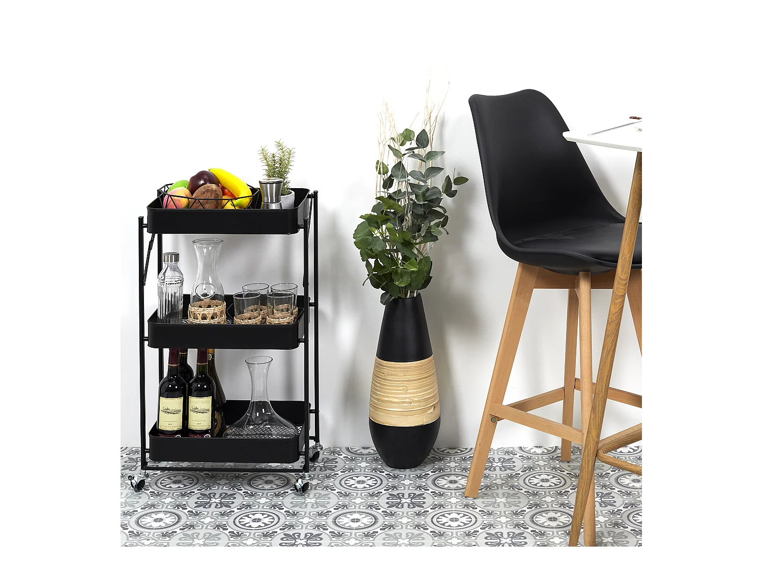 Desserte Pliante Noir Noir