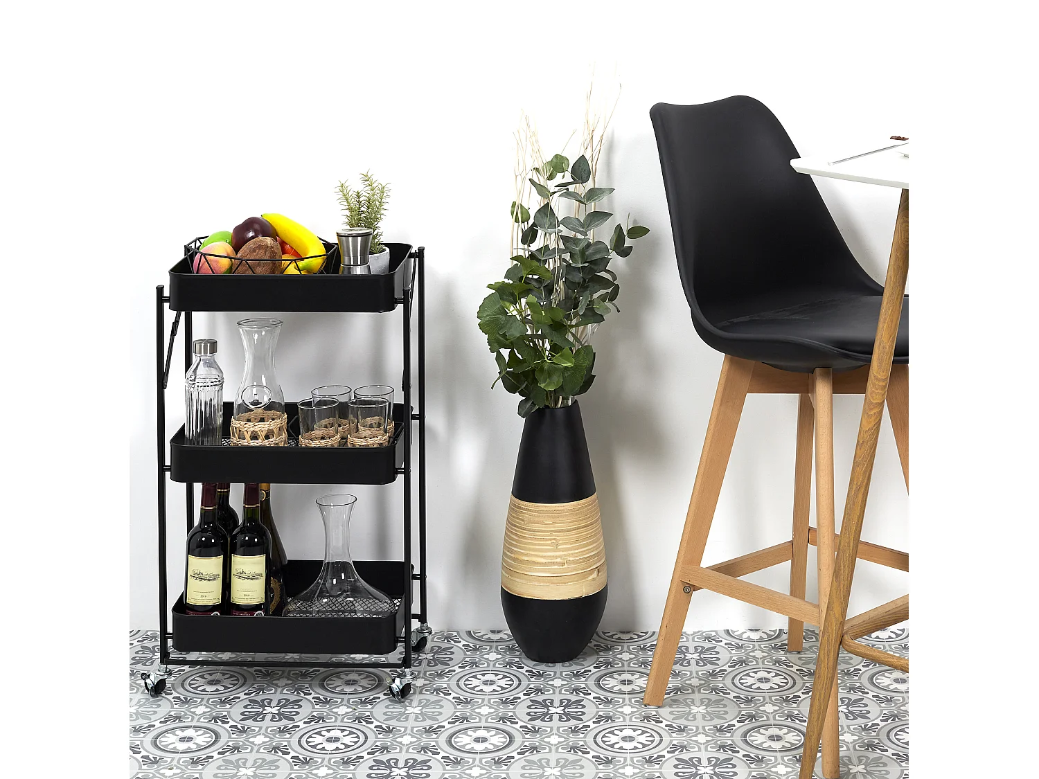 Desserte Pliante Noir Noir