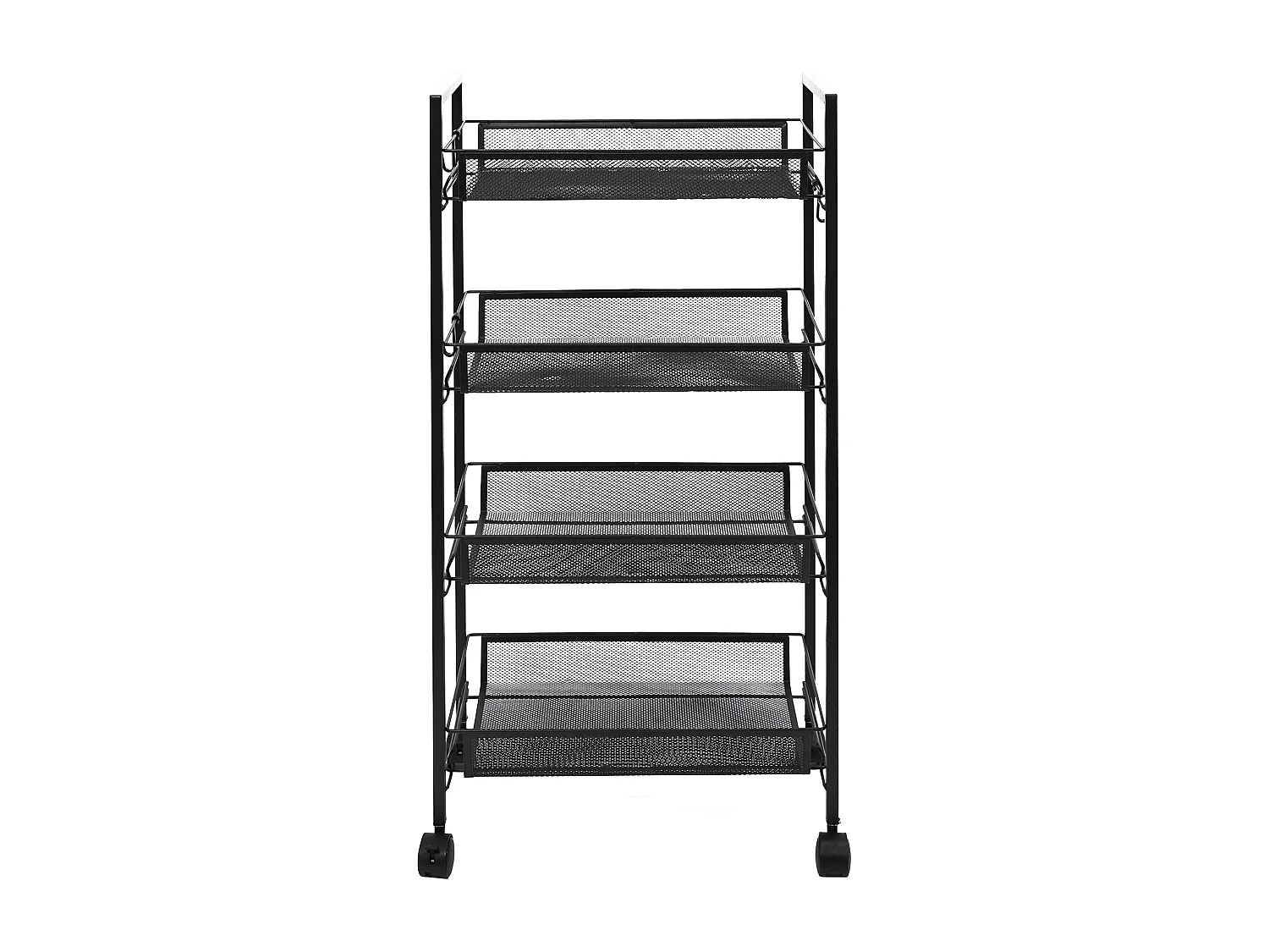 Desserte Avec Roulettes 4 Niveaux Noir