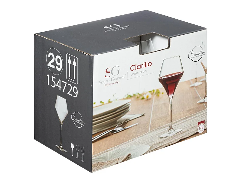 Lot de 6 Verres à Vin "Clarillo" 27cl Transparent