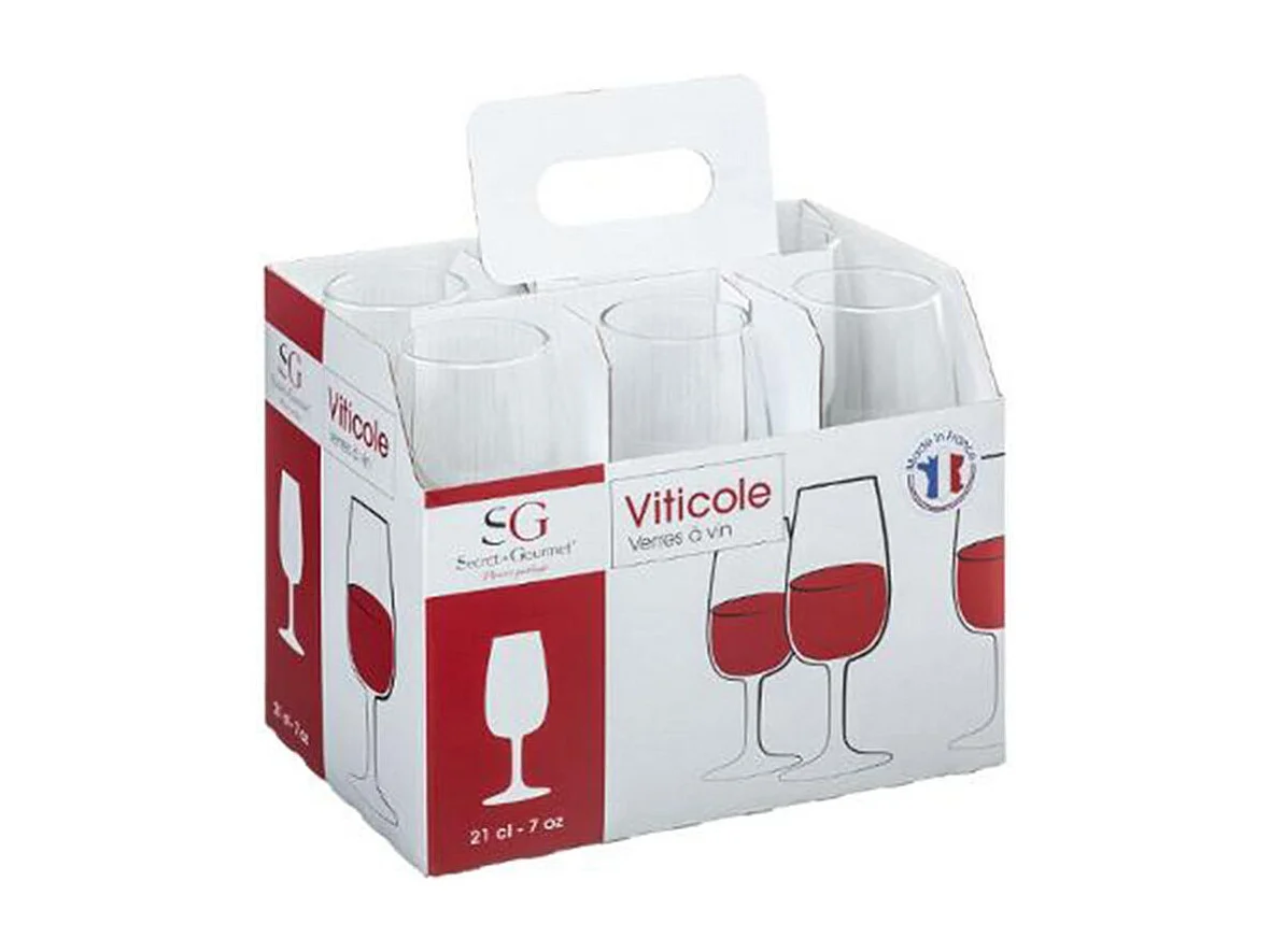 Lot de 6 Verres à Vin "Viticole" 21cl Transparent