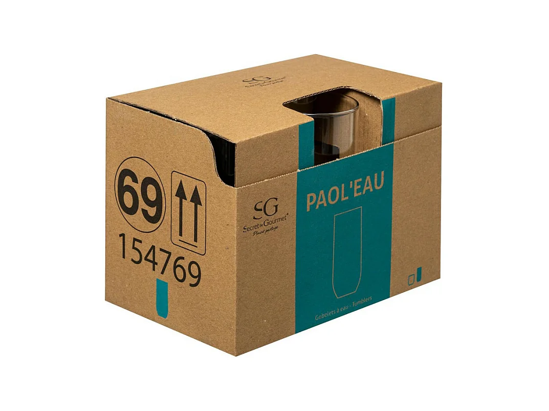 Lot de 6 Gobelets Hauts "Paol'eau" 31cl Transparent