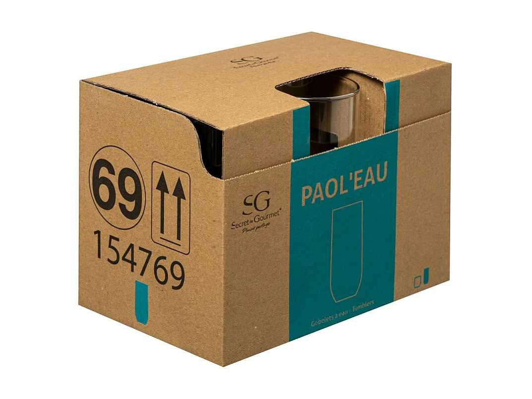 Lot de 6 Gobelets Hauts "Paol'eau" 31cl Transparent