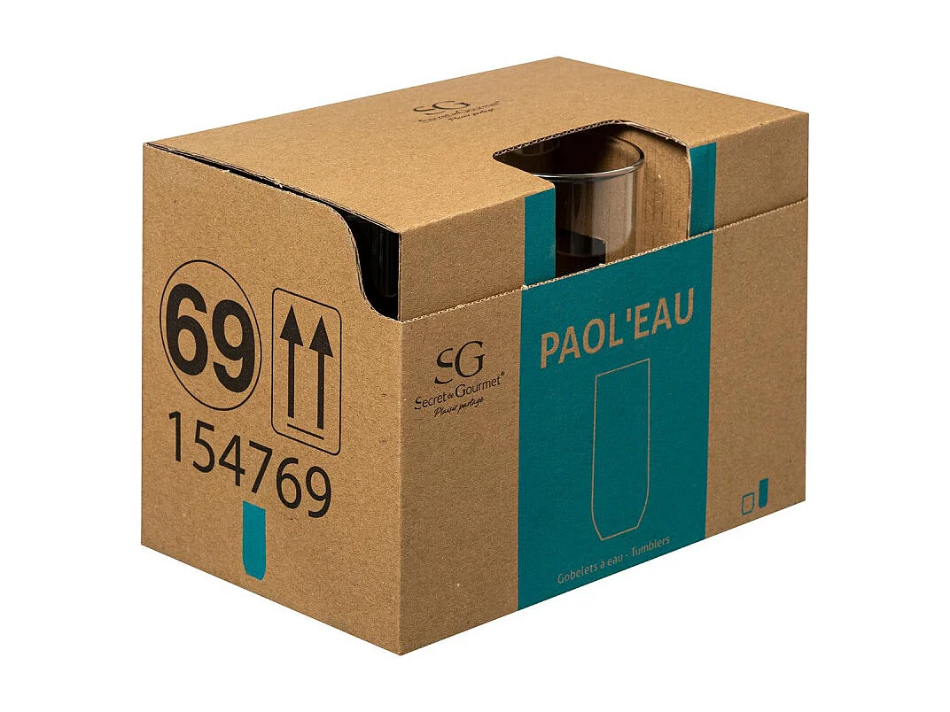 Lot de 6 Gobelets Hauts "Paol'eau" 31cl Transparent