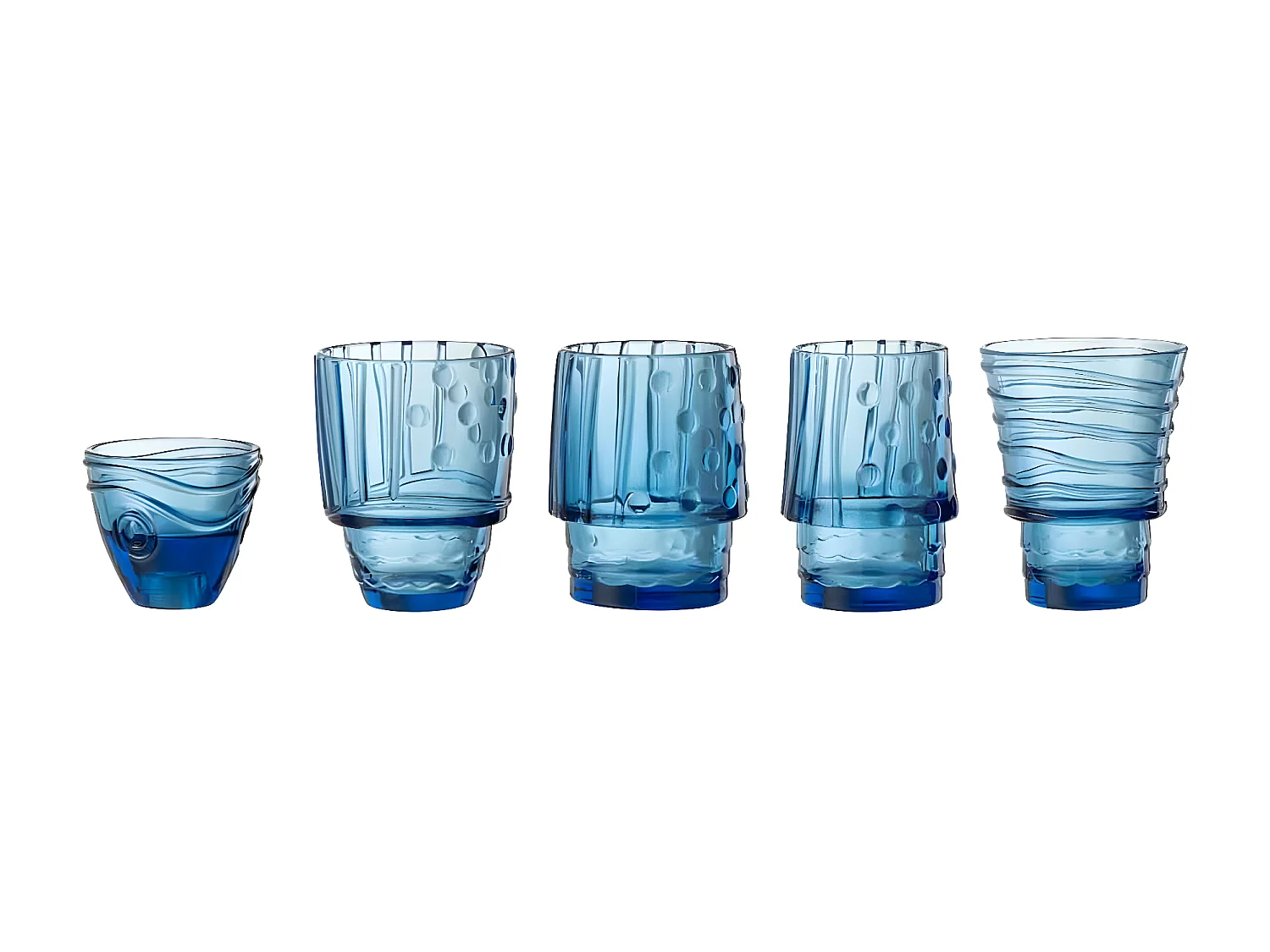 Lot de 4 Verres Design "Poisson" 36cm Bleu