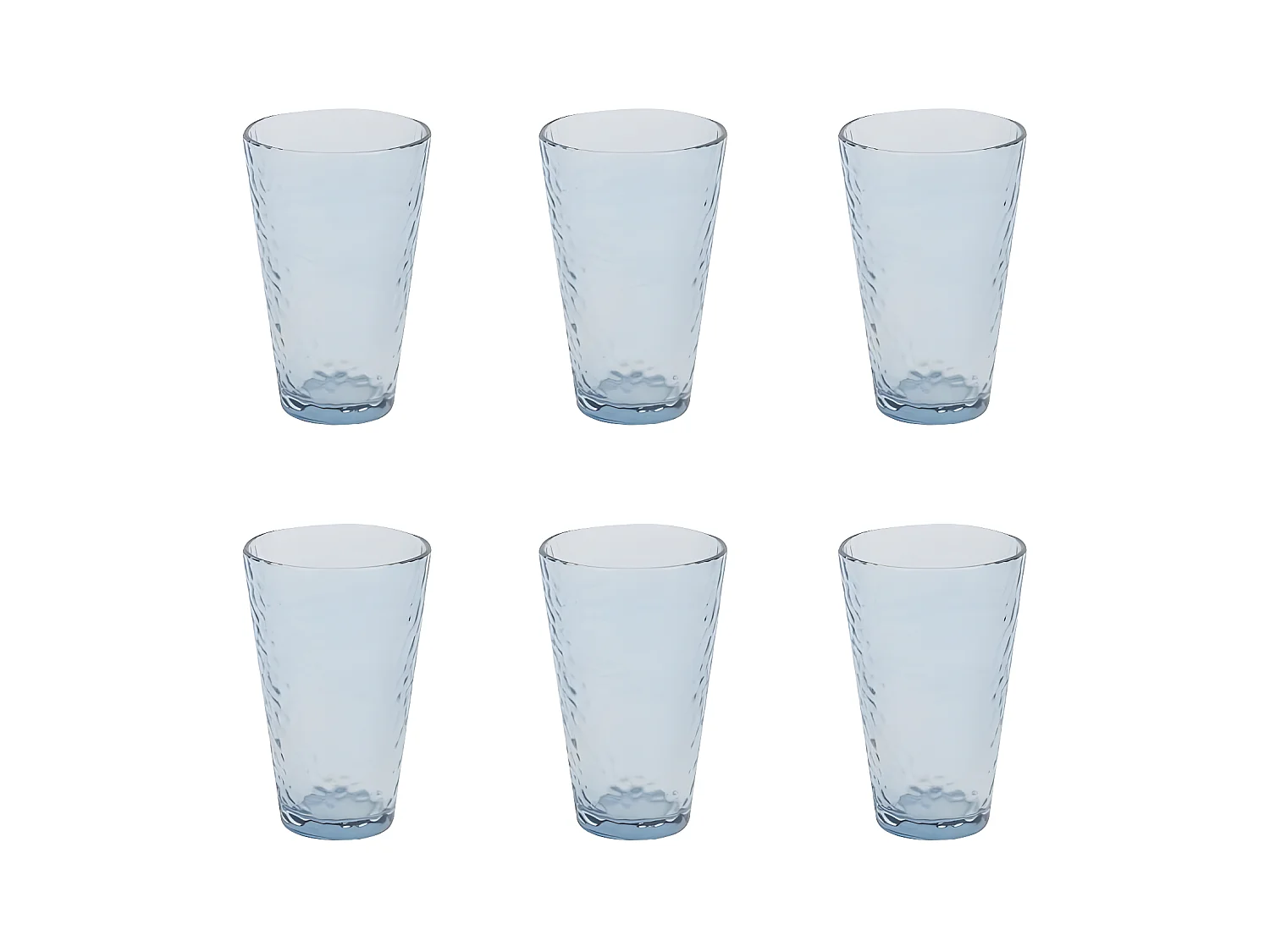 Lot de 6 Verres à Eau "Martelé" 34cl Bleu Fumé
