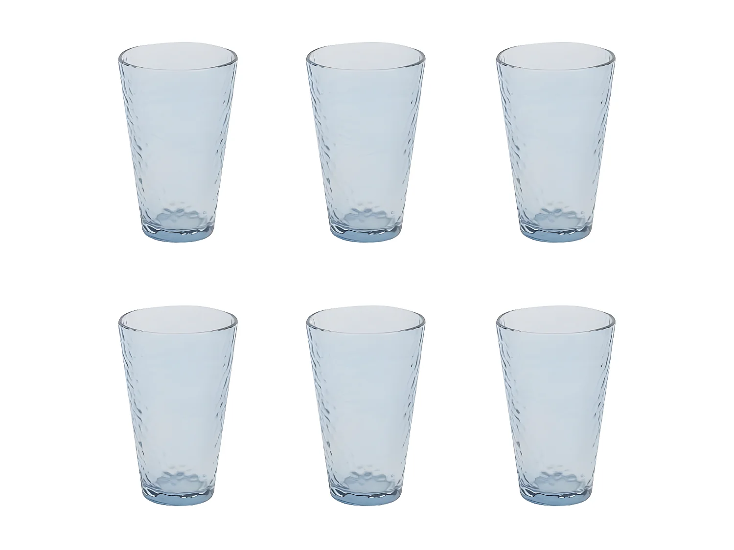 Lot de 6 Verres à Eau "Martelé" 34cl Bleu Fumé