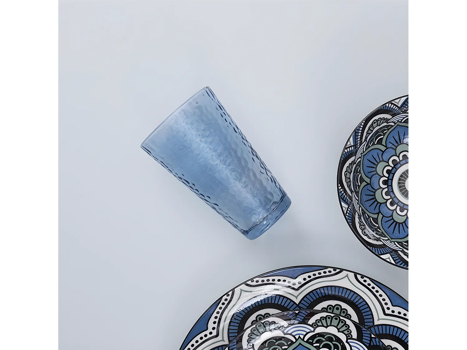 Lot de 6 Verres à Eau "Martelé" 34cl Bleu Fumé