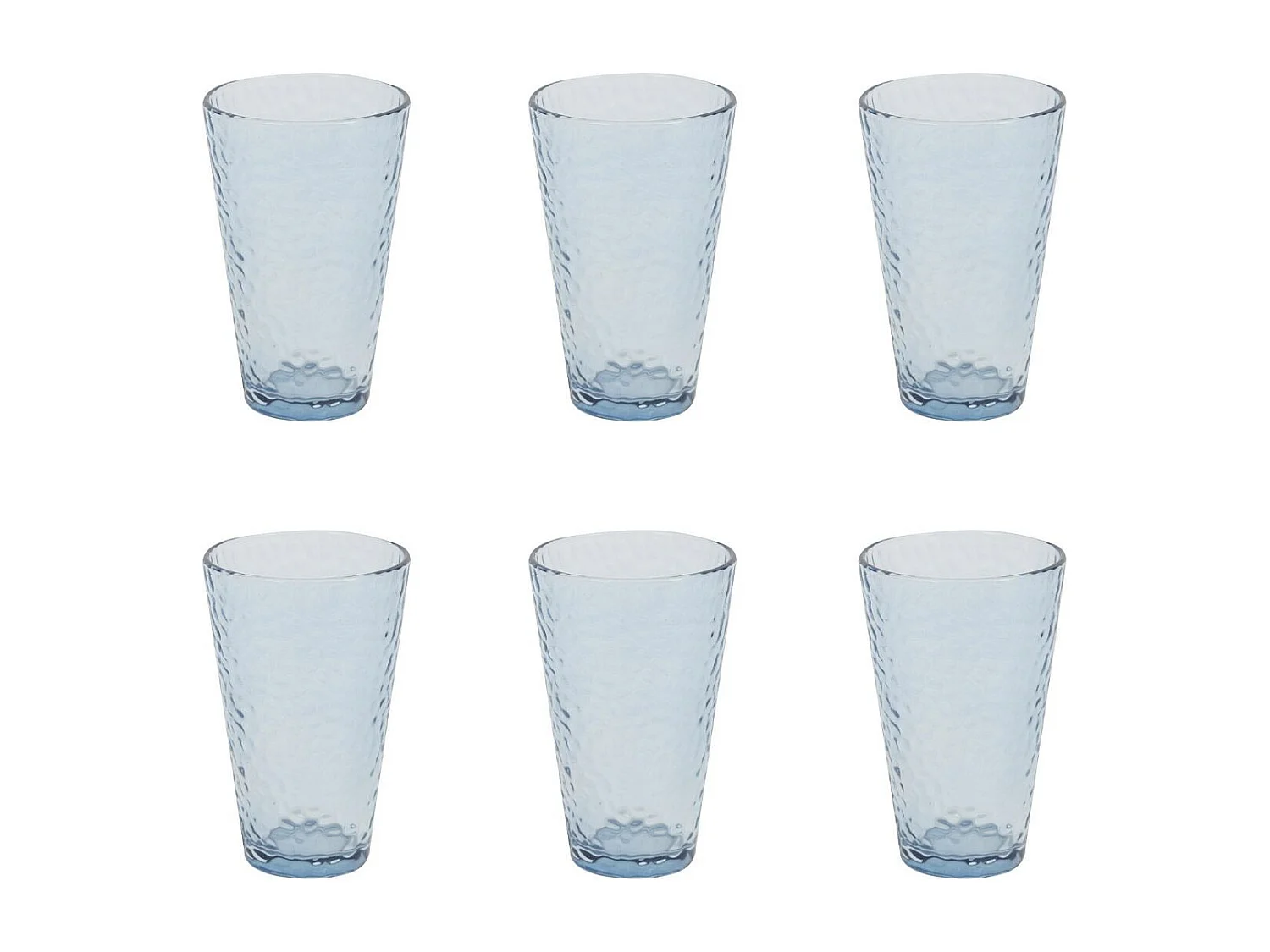 Lot de 6 Verres à Eau "Martelé" 34cl Bleu Fumé