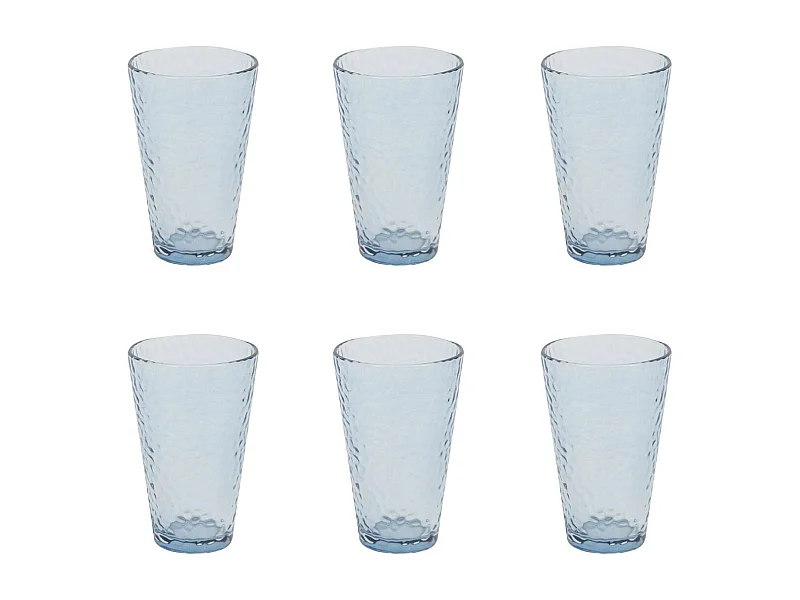 Lot de 6 Verres à Eau "Martelé" 34cl Bleu Fumé