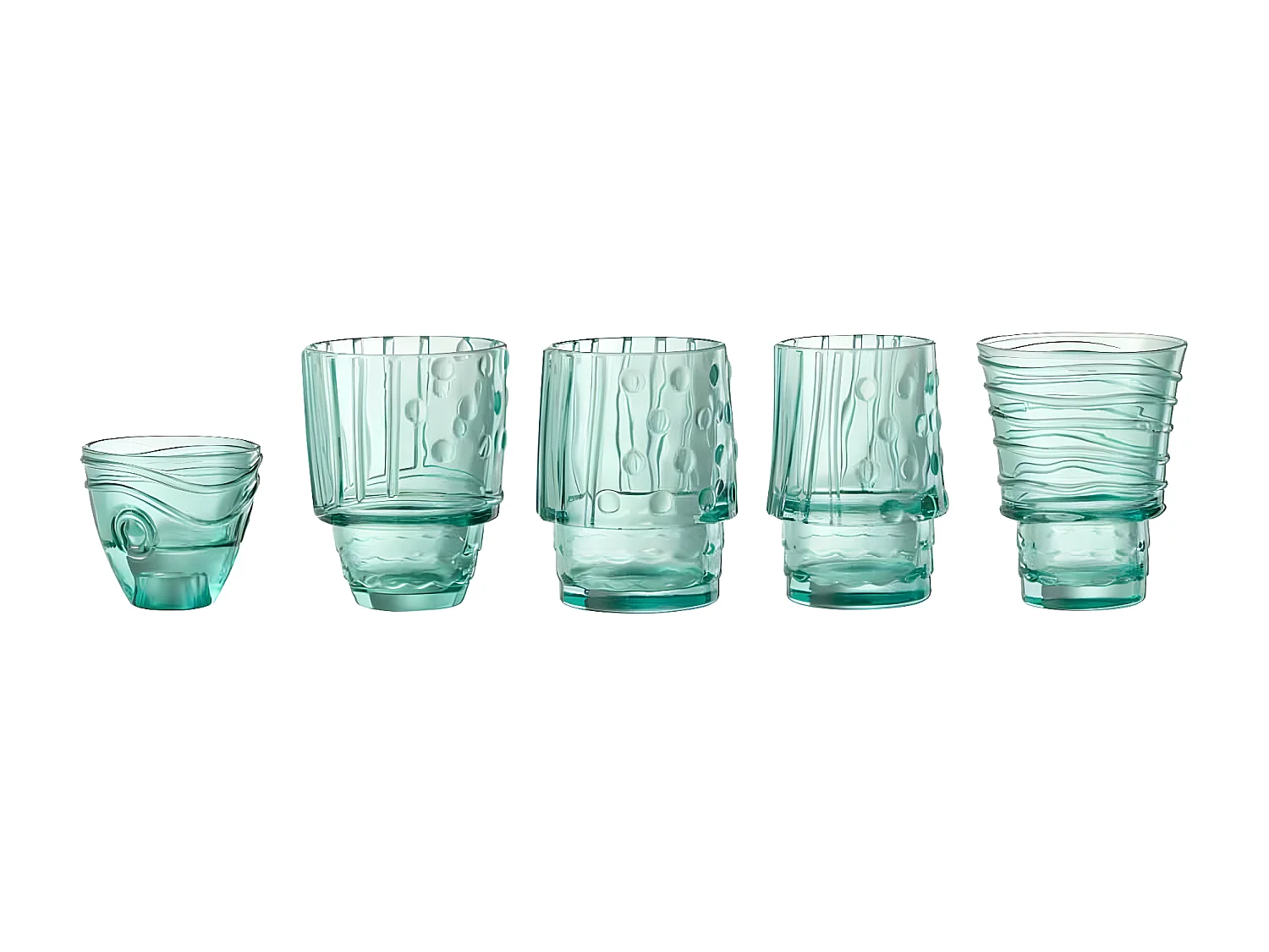 Lot de 4 Verres Design "Poisson" 36cm Bleu Azur