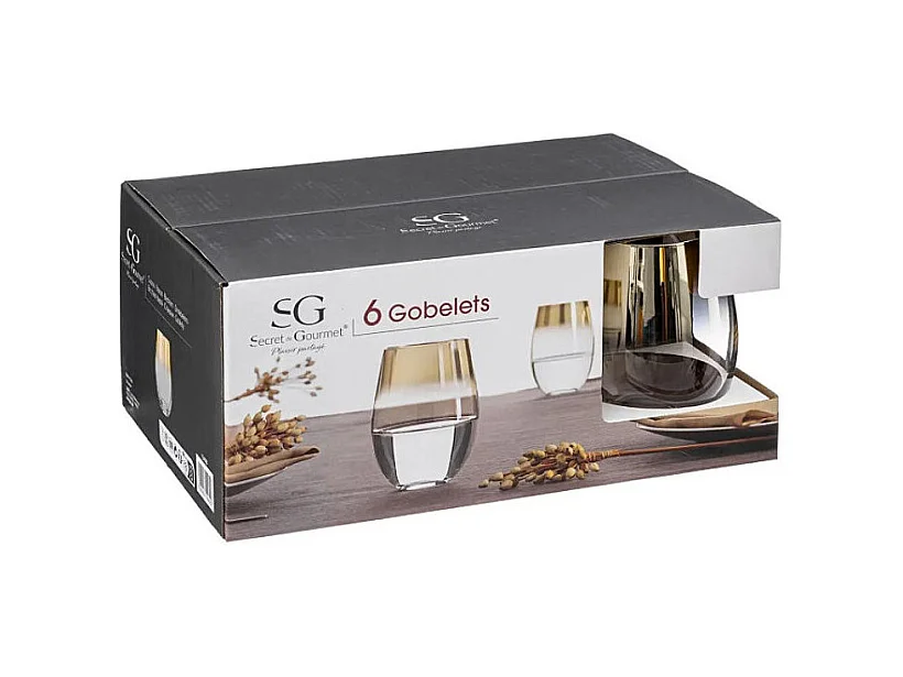 Lot de 6 Verres à Eau "Arya" 54cl Or