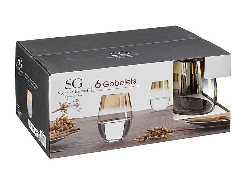 Lot de 6 Verres à Eau "Arya" 54cl Or