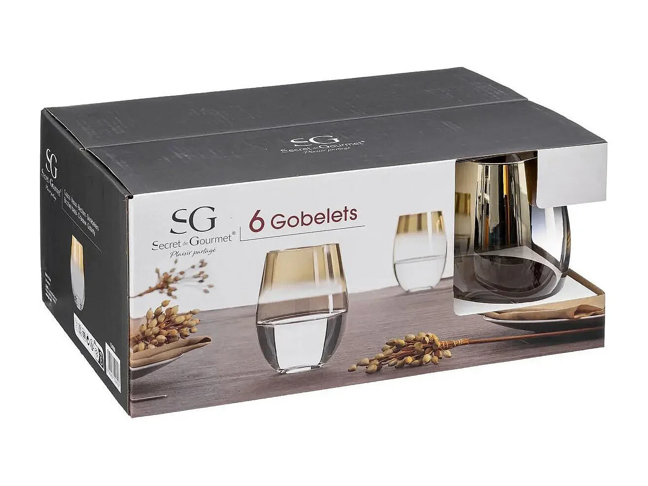 Lot de 6 Verres à Eau "Arya" 54cl Or