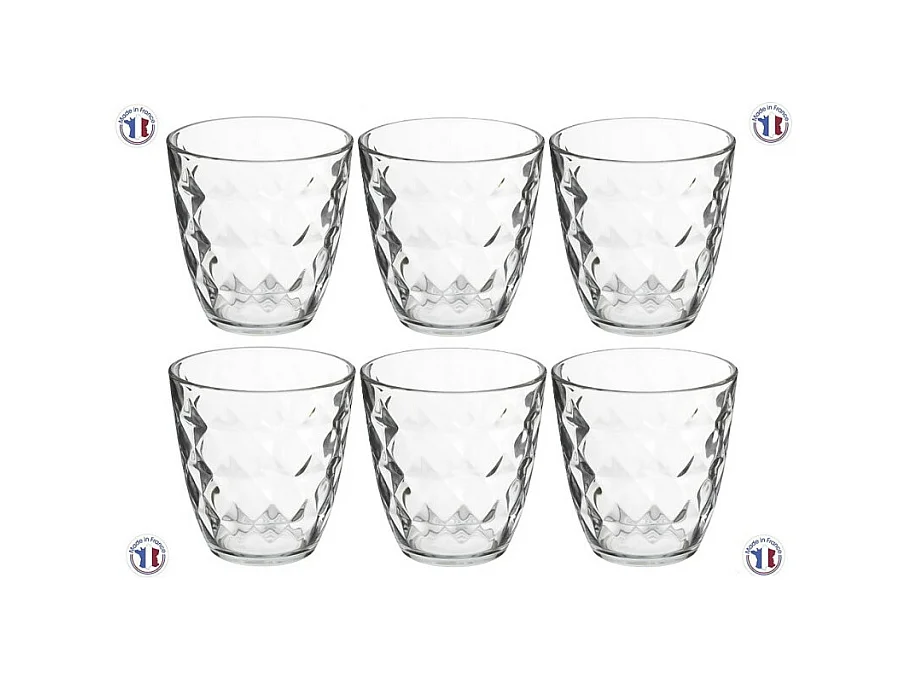 Lot de 6 Gobelets Bas "Fabi'Eau" 25cl Transparent