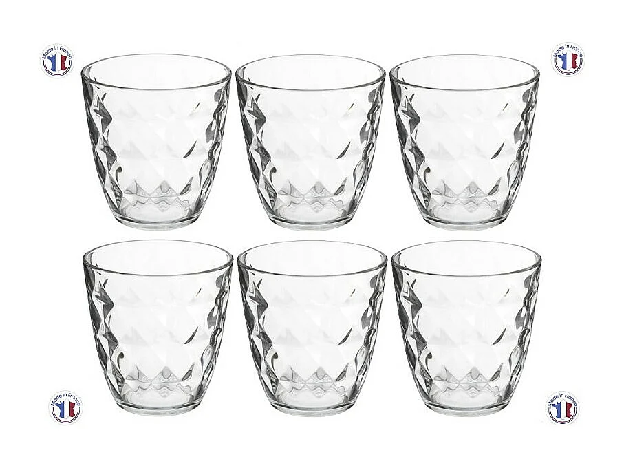 Lot de 6 Gobelets Bas "Fabi'Eau" 25cl Transparent