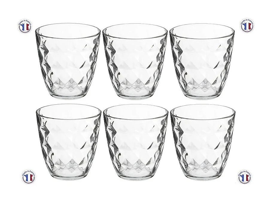 Lot de 6 Gobelets Bas "Fabi'Eau" 25cl Transparent