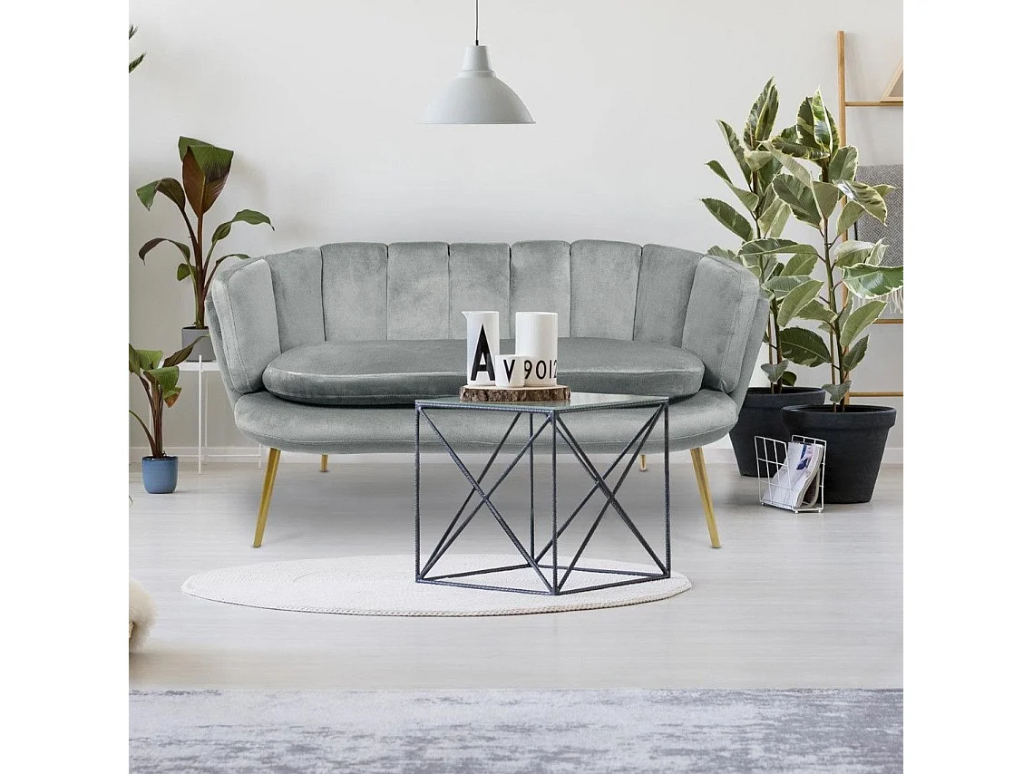 Zweisitzer-Sofa aus Samt "Dabren" Silber Modernes Design Bequeme Muschelform