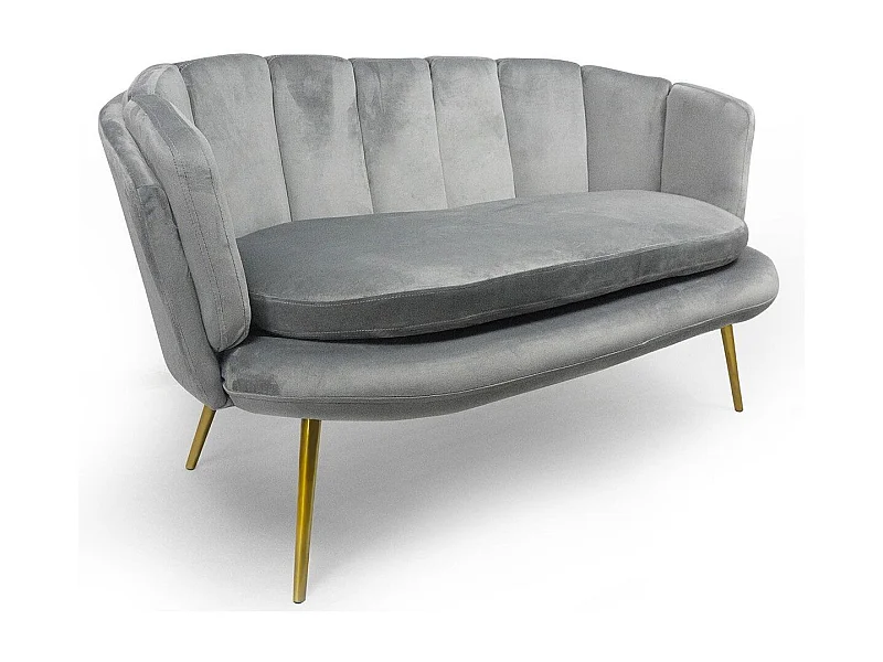 Zweisitzer-Sofa aus Samt "Dabren" Silber Modernes Design Bequeme Muschelform