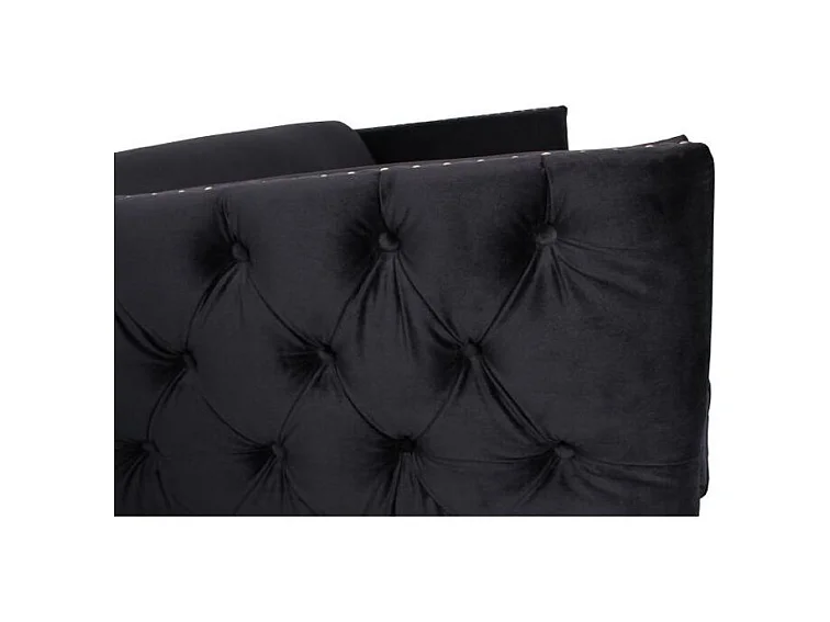 3-Sitzer Samtsofa Schwarz "Joshua" Goldene Metallbeine 204cm