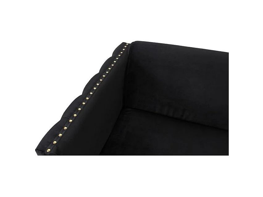 3-Sitzer Samtsofa Schwarz "Joshua" Goldene Metallbeine 204cm