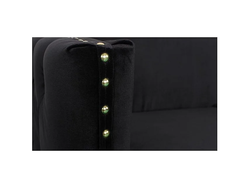 3-Sitzer Samtsofa Schwarz "Joshua" Goldene Metallbeine 204cm