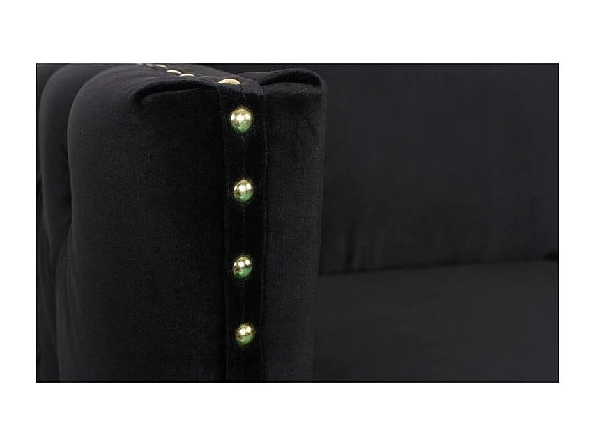 Canapé 3 Places en Velours "Suez" 204cm Noir