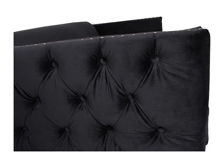 3-Sitzer Samtsofa Schwarz "Joshua" Goldene Metallbeine 204cm