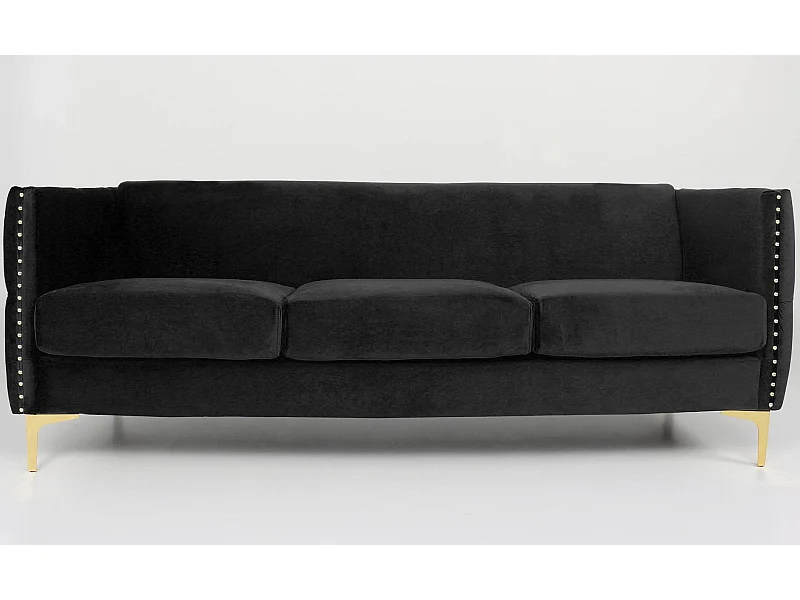 Canapé 3 Places en Velours "Suez" 204cm Noir