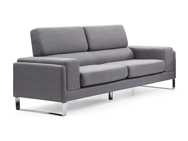 Canapé 3 Places Tissu "Ezekiel" 198cm Gris Clair