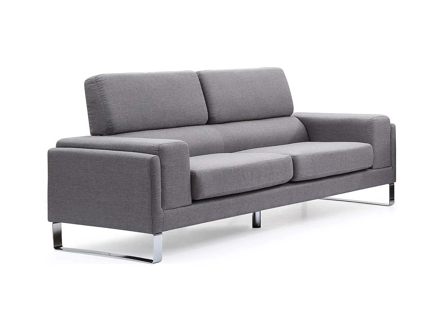 Canapé 3 Places Tissu "Ezekiel" 198cm Gris Clair