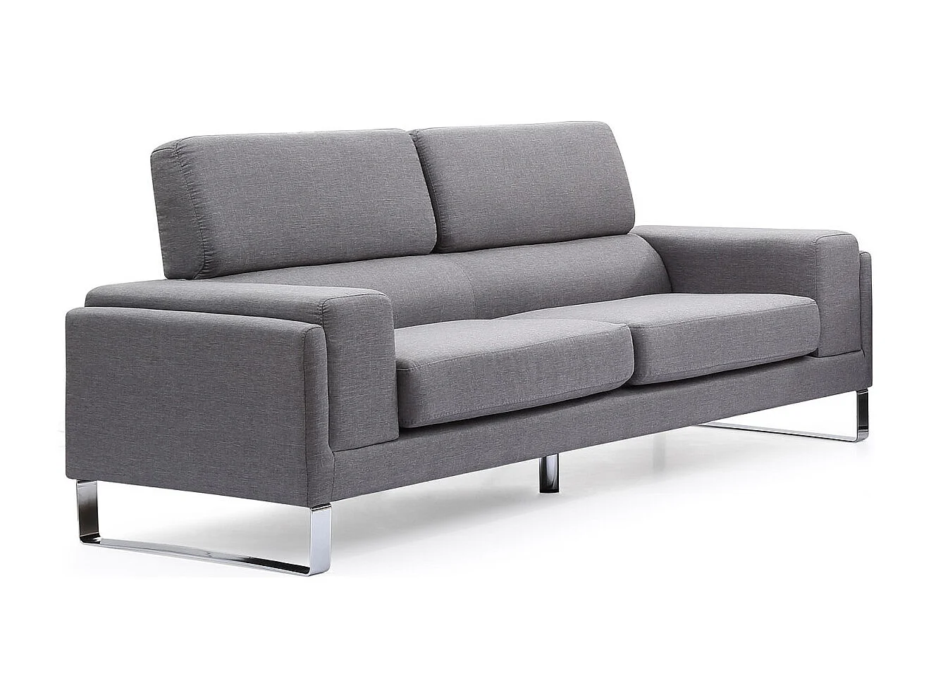 Canapé 3 Places Tissu "Ezekiel" 198cm Gris Clair