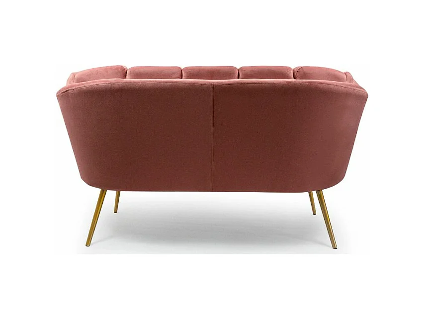 Divano arrotondato a 2 posti Brenda Velluto rosa e piedi Oro